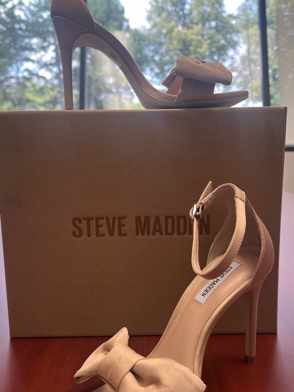 Steve Madden Blush Bow Ankle-Strap Stiletto Heels